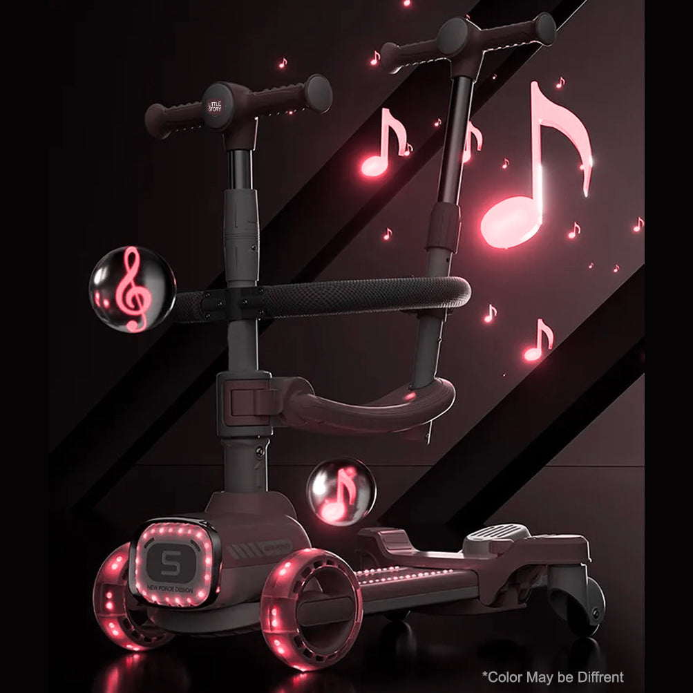 LITTLE STORY Kids Scooter w/Ride On & Push Handle - Grey