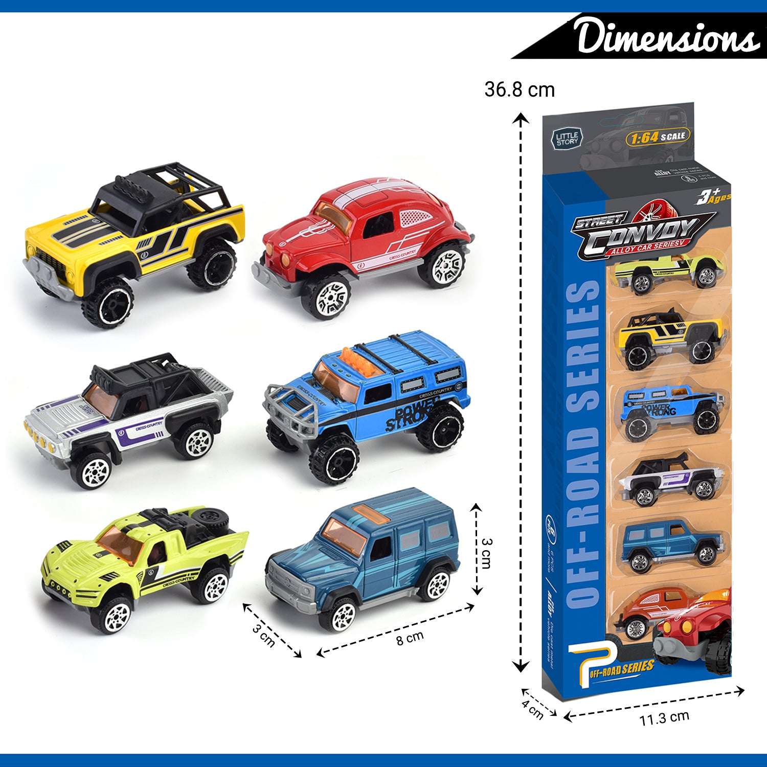 LITTLE STORY Alloy Sliding Off - Road Toy Vehicle (6Pcs) - Multicolor