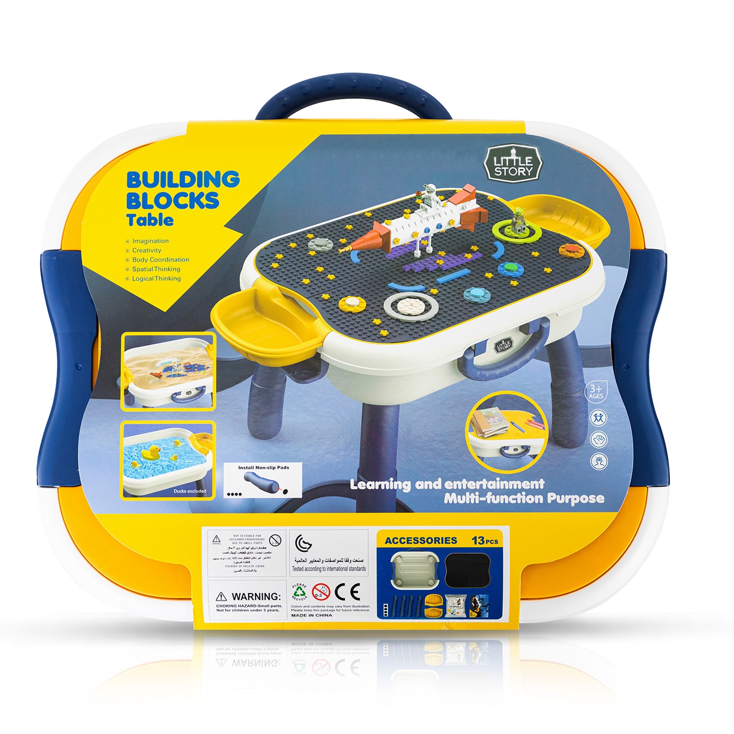 LITTLE STORY 4 In 1 Block Activity Table with Blocks - Blue