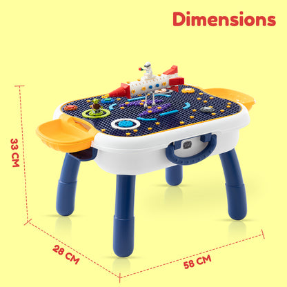 LITTLE STORY 4 In 1 Block Activity Table with Blocks - Blue