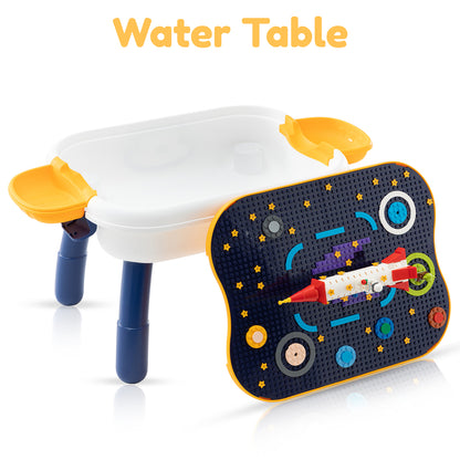 LITTLE STORY 4 In 1 Block Activity Table with Blocks - Blue