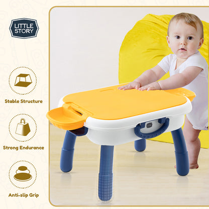 LITTLE STORY 4 In 1 Block Activity Table with Blocks - Blue