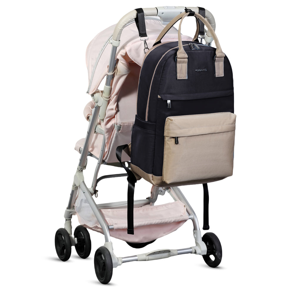 LITTLE STORY Kenzie Mom Dad Travel Diaper Backpack - Black