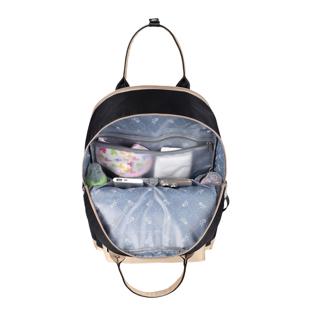 LITTLE STORY Kenzie Mom Dad Travel Diaper Backpack - Black