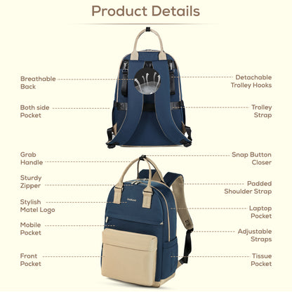 LITTLE STORY Kenzie Mom Dad Travel Diaper Backpack - Dark Blue