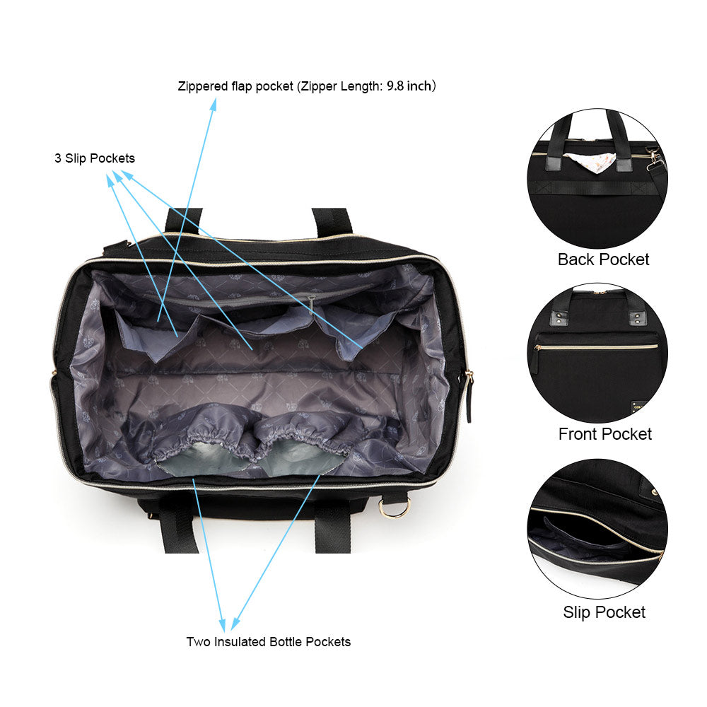 LITTLE STORY Zera Mom Dad Diaper Bag - Black