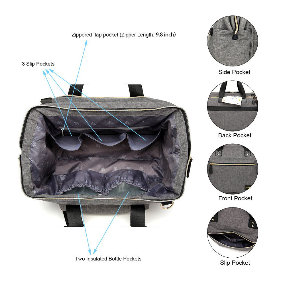 LITTLE STORY Zera Mom Dad Diaper Bag - Grey