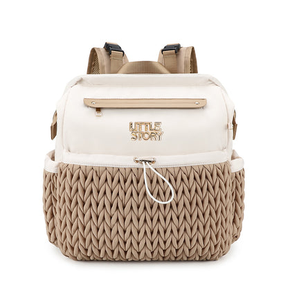 Little Story Diaper Backpack with Changing Pad & Laptop Sleeve – Water-Repellent Baby Nappy Bag, Khaki