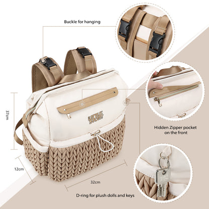 Little Story Diaper Backpack with Changing Pad & Laptop Sleeve – Water-Repellent Baby Nappy Bag, Khaki