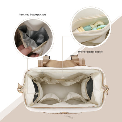 Little Story Diaper Backpack with Changing Pad & Laptop Sleeve – Water-Repellent Baby Nappy Bag, Khaki