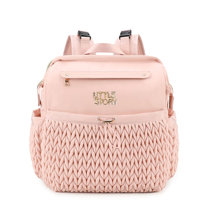 Little Story Diaper Backpack with Changing Pad & Laptop Sleeve – Water-Repellent Baby Nappy Bag, Blush Pink