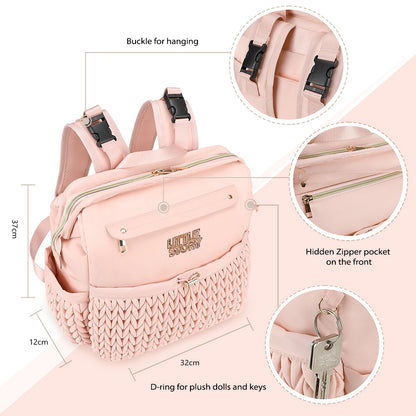 Little Story Diaper Backpack with Changing Pad & Laptop Sleeve – Water-Repellent Baby Nappy Bag, Blush Pink