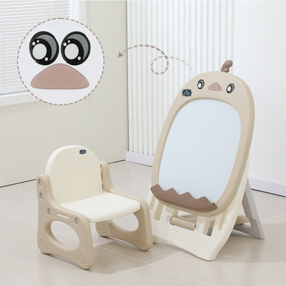 LITTLE STORY - Drawing Board with Chair, Magnetic Numbers, 5 Color Pen and Eraser- Beige