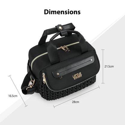 Little Story Compact Diaper Backpack with Changing Pad & Shoulder Strap – Water-Repellent Baby Nappy Bag, Black