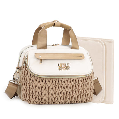 Little Story Compact Diaper Backpack with Changing Pad & Shoulder Strap – Water-Repellent Baby Nappy Bag, Khaki