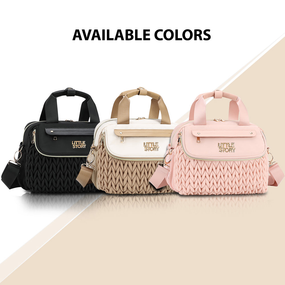 Little Story Compact Diaper Backpack with Changing Pad & Shoulder Strap – Water-Repellent Baby Nappy Bag, Khaki