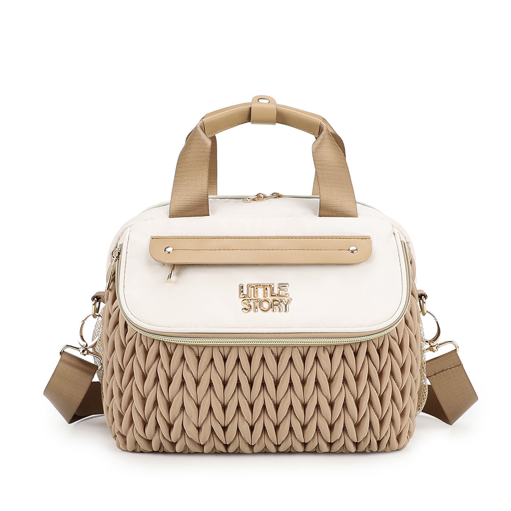 Little Story Compact Diaper Backpack with Changing Pad & Shoulder Strap – Water-Repellent Baby Nappy Bag, Khaki