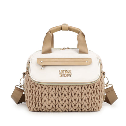 Little Story Compact Diaper Backpack with Changing Pad & Shoulder Strap – Water-Repellent Baby Nappy Bag, Khaki