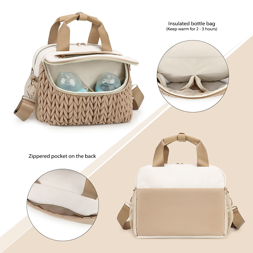 Little Story Compact Diaper Backpack with Changing Pad & Shoulder Strap – Water-Repellent Baby Nappy Bag, Khaki