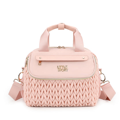 Little Story Compact Diaper Backpack with Changing Pad & Shoulder Strap – Water-Repellent Baby Nappy Bag, Blush Pink