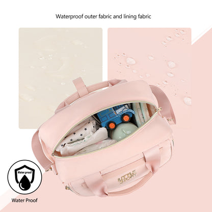 Little Story Compact Diaper Backpack with Changing Pad & Shoulder Strap – Water-Repellent Baby Nappy Bag, Blush Pink