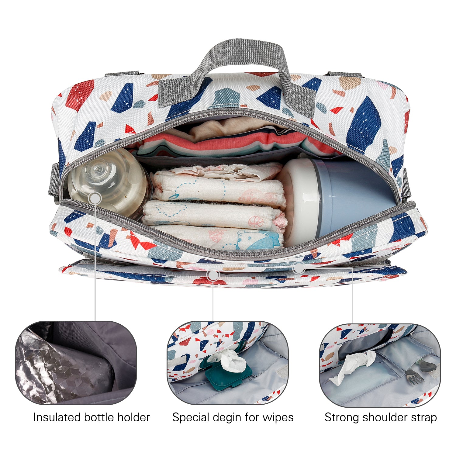 LITTLE STORY Baby Diaper Changing Clutch Kit - Geo White