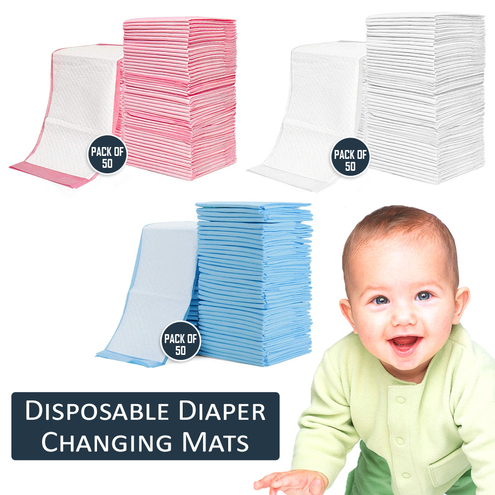 LITTLE STORY - Disposable Diaper Changing Mats - Pack of 50pcs - Blue