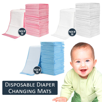 LITTLE STORY - Disposable Diaper Changing Mats - Pack of 50pcs - White