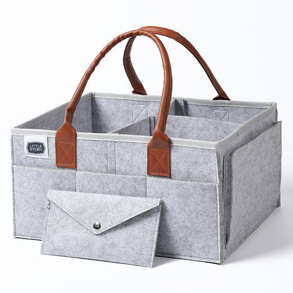LITTLE STORY Diaper Caddy + Travel Pouch - Medium - Grey