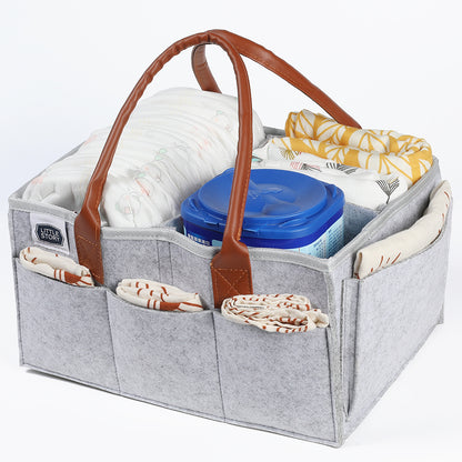 LITTLE STORY Diaper Caddy + Travel Pouch - Medium - Grey
