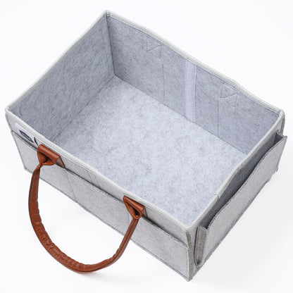 LITTLE STORY Diaper Caddy + Travel Pouch - Medium - Grey