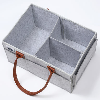 LITTLE STORY Diaper Caddy + Travel Pouch - Medium - Grey