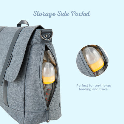 LITTLE STORY Dad's Diaper Bag w/Changing Mat & Stroller Straps - Grey