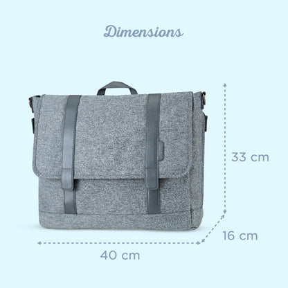 LITTLE STORY Dad's Diaper Bag w/Changing Mat & Stroller Straps - Grey