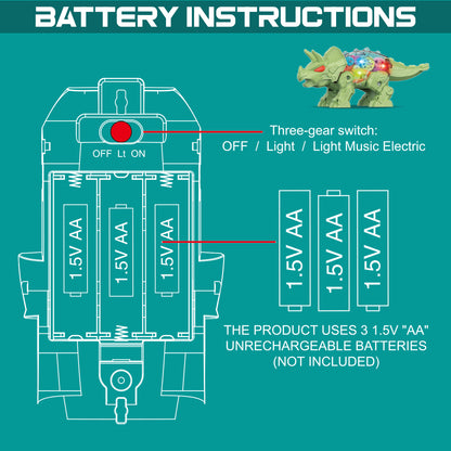 LITTLE STORY Electric DIY Gear Dinosaur With Light and Sound (Excluded 3*1.5 AA Batteries) - Green
