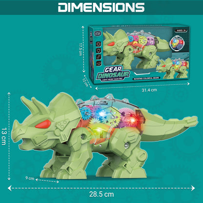LITTLE STORY Electric DIY Gear Dinosaur With Light and Sound (Excluded 3*1.5 AA Batteries) - Green