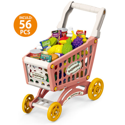 LITTLE STORY Role Play Market Shopping Cart Toy Set (56 Pcs) - Pink