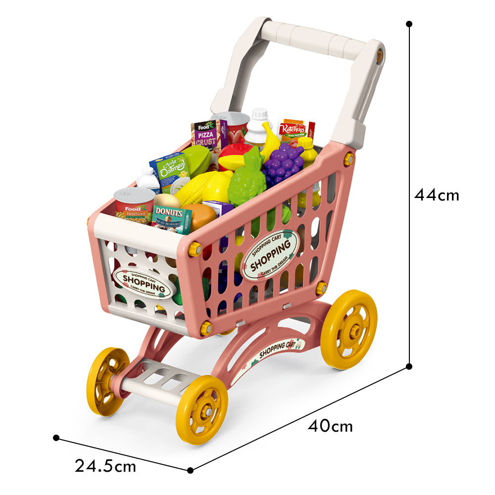 LITTLE STORY Role Play Market Shopping Cart Toy Set (56 Pcs) - Pink