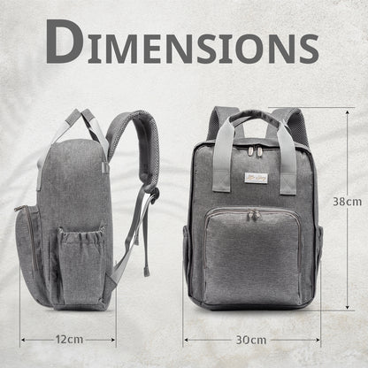 LITTLE STORY Stylish Diaper Travel Backpack wt Changing Pad - Grey