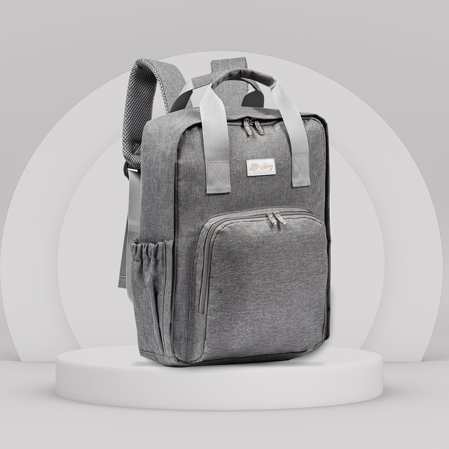 LITTLE STORY Stylish Diaper Travel Backpack wt Changing Pad - Grey