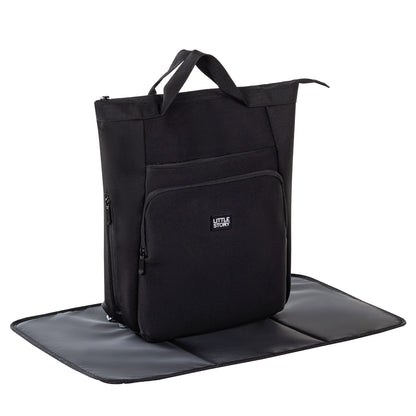 LITTLE STORY Mommy Diaper Bag w/Changing Mat – Black
