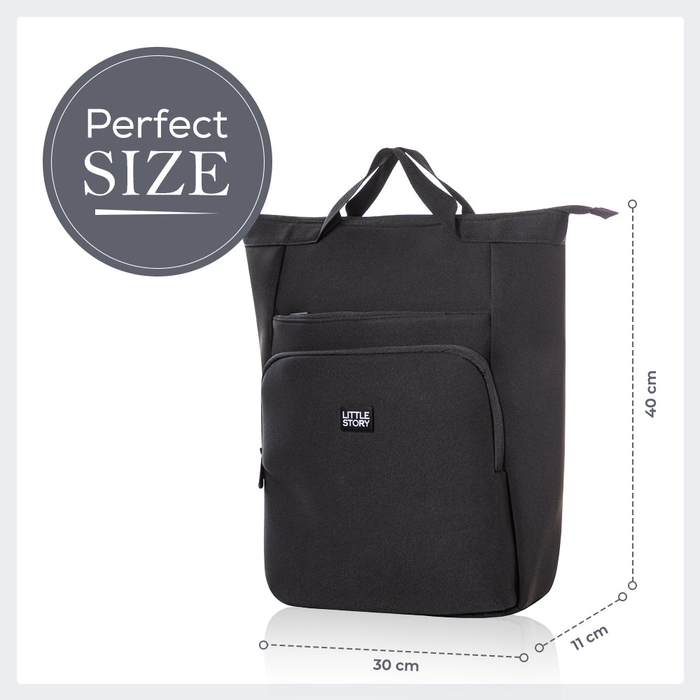 LITTLE STORY Mommy Diaper Bag w/Changing Mat – Black