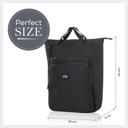 LITTLE STORY Mommy Diaper Bag w/Changing Mat – Black
