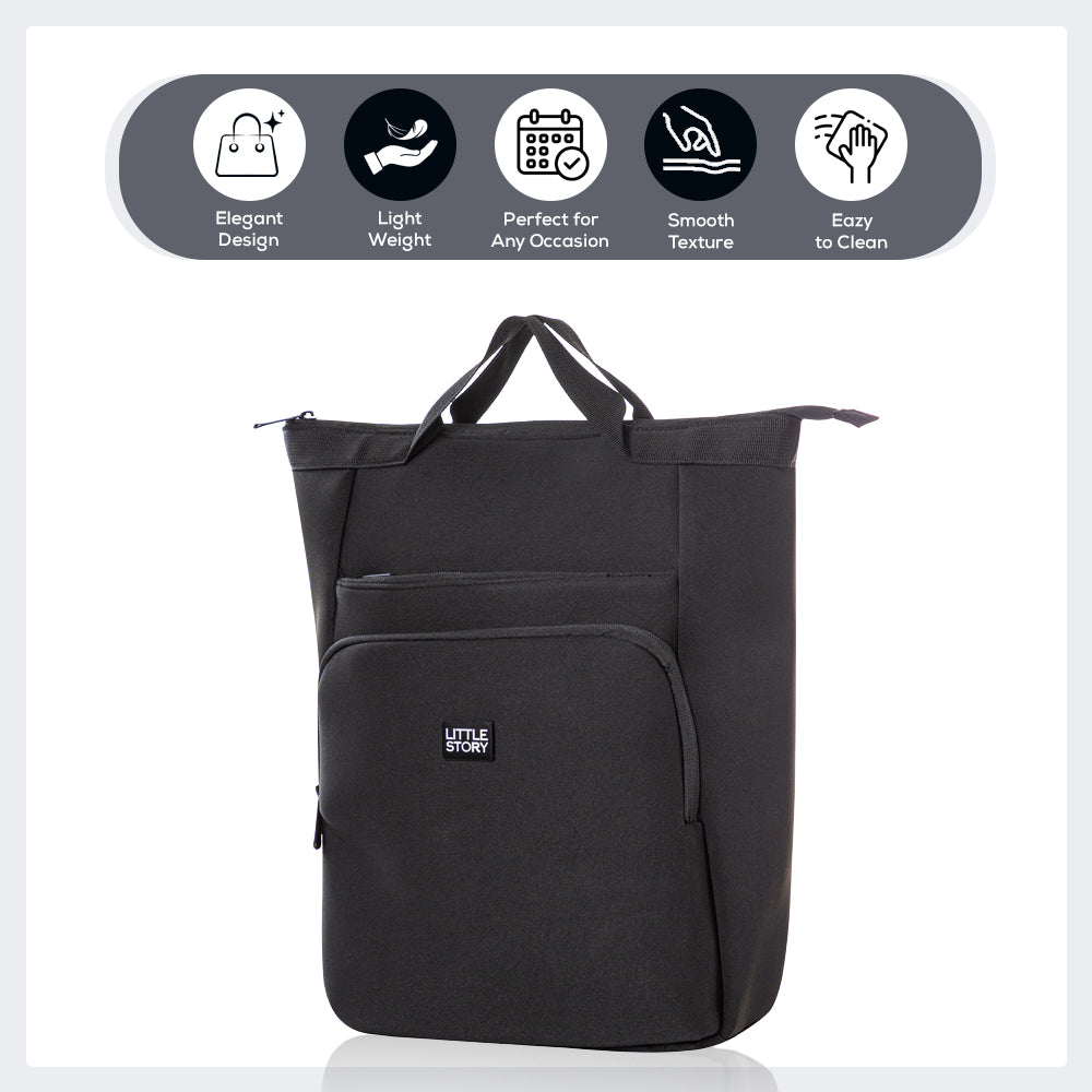 LITTLE STORY Mommy Diaper Bag w/Changing Mat – Black