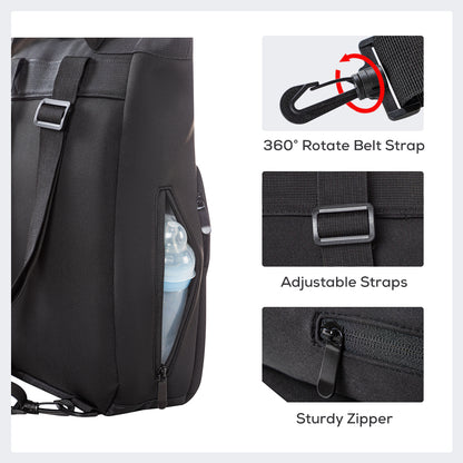 LITTLE STORY Mommy Diaper Bag w/Changing Mat – Black