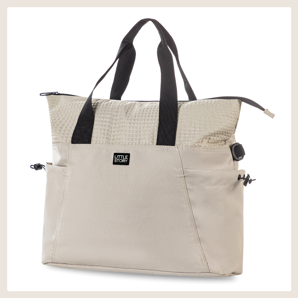 LITTLE STORY Mommy Diaper Bag w/Changing Mat – Beige