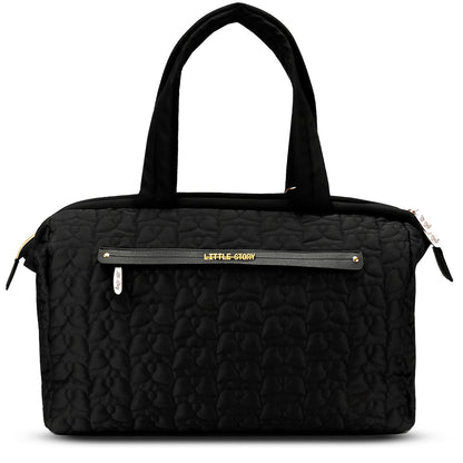 LITTLE STORY Quilted Diaper Bag w/Shoulder Strap - Black