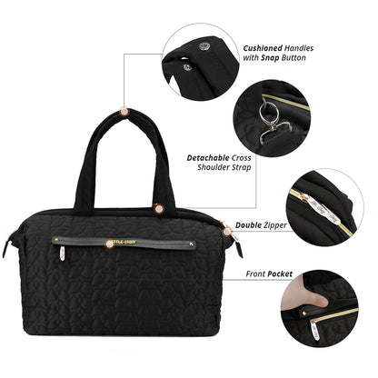 LITTLE STORY Quilted Diaper Bag w/Shoulder Strap - Black
