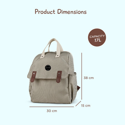LITTLE STORY set of 3 Diaper Backpack with Changing Mat and Bottle Bag - Beige