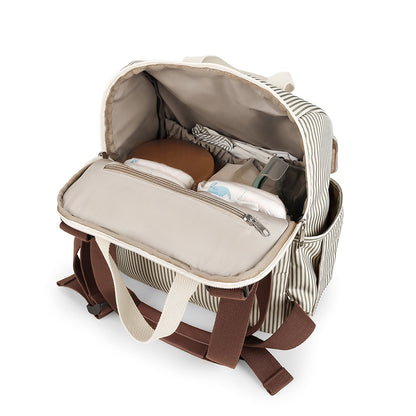 LITTLE STORY set of 3 Diaper Backpack with Changing Mat and Bottle Bag - Beige